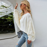 Women pullover Sweaters Sexy Hollow Out Off the Shoulder Knitted Tops Autumn Fashion High Street Batwing Sleeve Oversize jumpers