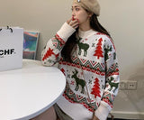 Christmas Gift Autumn and Winter New Korean Women's Loose Couple Christmas Tree Deer Thick Jacquard Sweater