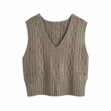 Amfeov solid fashion knitted sweater vest crop tops jumper mujer pull femme hiver   2020 women  fashion autumn winter pullover