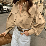 Christmas Gift Elegant Office Work Blouse Women 2021 New Solid  Casual Loose Shirt Ladies Long Sleeve Blusas Shirts