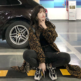 Christmas Gifts 2022 New Women's Casual Leopard Trench Coat Oversize Vintage Casual Spring Autumn  Windbreaker Outwear Loose Clothing