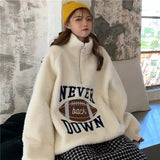 Christmas Gift High Collor Thick Sherpa Hoodie Women  Streetwear  Casual Long Sleeve Hoodie  Loose Winter Clothes Women Pullover Sweatshirt
