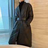 Christmas Gifts Black Leather Women's  Coat For Winter Warm Long  Oversized   Female Thin Cotton Jacket Coat 3XL Outerwear