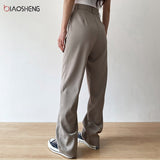 Women's Pants 2021 High Waist Trouser Suits Fashion Loose Straight Leg Pants Full Length Female Casual Vintage Streetwear