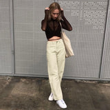 IAMSURE Loose Jeans For Women High Waist Cool Plus Size Trousers Vintage Casual Full Length Wide Leg Pants High Street Wear Lady