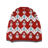 Christmas Gift Christmas Sweater Women Loose Lazy Outside Wear 2021 Winter New Snowflake Round Neck Red Blue Sweater Couple Christmas Sweaters