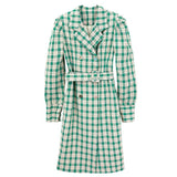 Christmas Gifts Spring Plaid Oversized Blazer Women Single Breasted Lace Up Mid-Length Suit Jacket Ladies High Quality Outerwear