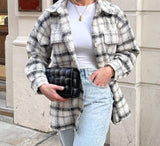 Women Plaid Single Breasted Jacket Coats Fashion Turn Down Collar Pockets Coat Female Streetwear Long Sleeve Spring Tops