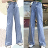 New Summer Vintage Jeans Woman Long Trousers Cowboy Female Loose Streetwear High Waist Women Jeans Split Clothes Wide Leg Jeans