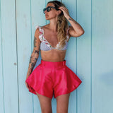 Beyouare red flare mini shorts high waist elegant women summer casual solid vintage beach casual 2020 fashion streetwear shorts