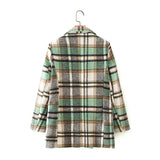 Christmas Gift PUWD Vintage Woman Plaid Woolen Blazer Coat 2020 Fashion Ladies Autumn Double Breasted Soft Jacket Female Chic Warm Outerwears