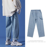 Amfeov-Men Streetwear Blue Jeans Women Black Jeans Korean Fashions Harem Pants Male Denim Pants OverSize