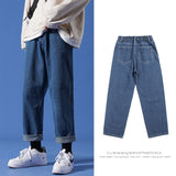 Amfeov-Men Streetwear Blue Jeans Women Black Jeans Korean Fashions Harem Pants Male Denim Pants OverSize