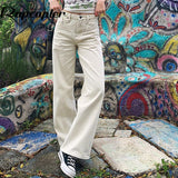 Rapcopter Wide Jeans Baggy Pockets Zipper Cargo Pants Y2K Aesthetic Deinm Pants Fahion Mom Pants Women Korean Vintage Trousers
