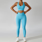 Amfeov 2 Pieces Seamless Women Yoga Set Workout Sportswear Gym Clothing Fitness Long Sleeve Crop Top High Waist Leggings Sports Suits