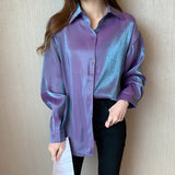 Amfeov Thanksgiving Day Gifts 2024 Spring Summer Autumn New Fashion Casual Ladies Work Women Blouse Woman Overshirt Female OL Py1328