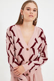 Christmas Gift Trendyol Geometric Jacquard Knitwear Cardigan TWOAW22HI0600