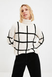 Christmas Gift Trendyol Grid Jacquard Knitwear Sweater TWOAW22KZ0257