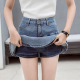 Amfeov back to school  Vintage Denim Mini Skirts Women Summer Solid Colour Ball Gown Skirts Jeans Female Casual Pocket Slim A-line Mini Skirts