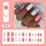 Amfeov Christmas manicure    Fall nails back to school W681-W720 24pcs/Box High Appearance Fake Nails Detachable and Wearable Equipped with Glue