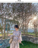 Amfeov 2022 Summer Spring New Women One Piece Fashion Elegant Casual Print Midi Dresses Female Vintage Robe