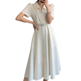 Christmas Gifts Women's Summer Elegant Casual Midi Shirt Dress Short Sleeve A-Line Party Vestidos Female Fashion Vintage One Pieces Clothes Robe
