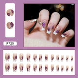 Amfeov Christmas manicure   Fall nails back to school R681-R760 High Appearance False Nails 24pcs Per Box Detachable and Wearable Fake Nails Equipped with Glue