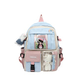Amfeov Women's Backpack Candy Color Buckle Badge Fashion Cute Schoolbag Shoulder Student Bag Teenage Girl College School Backpacks