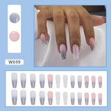 Amfeov Christmas manicure    Fall nails back to school W681-W720 24pcs/Box High Appearance Fake Nails Detachable and Wearable Equipped with Glue