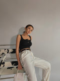 Amfeov Spring New Office Lady High Quality Elegant Casual Fashion Wide Leg Women Female Pants Hot Sales