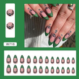 Amfeov Christmas manicure    Fall nails back to school W681-W720 24pcs/Box High Appearance Fake Nails Detachable and Wearable Equipped with Glue