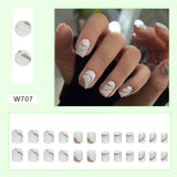 Amfeov Christmas manicure    Fall nails back to school W681-W720 24pcs/Box High Appearance Fake Nails Detachable and Wearable Equipped with Glue