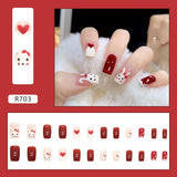 Amfeov Christmas manicure   Fall nails back to school R681-R760 High Appearance False Nails 24pcs Per Box Detachable and Wearable Fake Nails Equipped with Glue