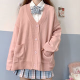 Amfeov Japanese Korean Autumn Winter Cotton Knitted Cardigan Sweater Kawaiijk Uniform Cardigan Multicolor Cosplay Women's Clothing