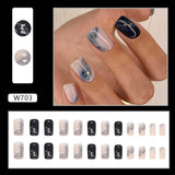 Amfeov Christmas manicure    Fall nails back to school W681-W720 24pcs/Box High Appearance Fake Nails Detachable and Wearable Equipped with Glue