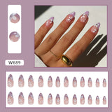 Amfeov Christmas manicure    Fall nails back to school W681-W720 24pcs/Box High Appearance Fake Nails Detachable and Wearable Equipped with Glue