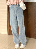Fall outfits back to school Blue Y2k Fashion Loose Jeans Women Pockets Korean Style Designer Straight Pants Female High Waist Casual Denim Pants 2023 New