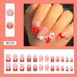 Amfeov Christmas manicure    Fall nails back to school W681-W720 24pcs/Box High Appearance Fake Nails Detachable and Wearable Equipped with Glue