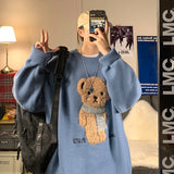 Black Friday Sales Women Pullovers Winter Jumpers Knitwear Cute Bear Sweater Knitted Harajuku 2022 Round Collar Loose Pullovers Oversized Teens New