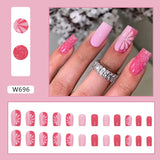 Amfeov Christmas manicure    Fall nails back to school W681-W720 24pcs/Box High Appearance Fake Nails Detachable and Wearable Equipped with Glue