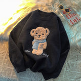 Black Friday Sales Women Pullovers Winter Jumpers Knitwear Cute Bear Sweater Knitted Harajuku 2022 Round Collar Loose Pullovers Oversized Teens New
