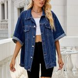 Amfeov Fall outfits back to school Solid Casual Loose Denim Shirts For Women 2024 Summer Vintage Women's Oversized Shirts And Blouses Fashion Youth Female Tops