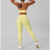 Amfeov Seamless Yoga Set Workout Outfits Women Athletic Wear 2PCS Sport Bra High Waist Shorts Yoga Leggings Sets Fitness Gym Clothing