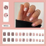 Amfeov Christmas manicure    Fall nails back to school W681-W720 24pcs/Box High Appearance Fake Nails Detachable and Wearable Equipped with Glue