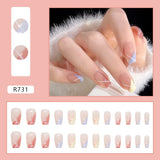 Amfeov Christmas manicure   Fall nails back to school R681-R760 High Appearance False Nails 24pcs Per Box Detachable and Wearable Fake Nails Equipped with Glue