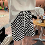 Thanksgiving Day Gifts Summer Women Pink And Black Plaid Pants Casual Oversize Wide Leg Trousers Korean Teens Retro Hip-Hop Unisex Straight Trouser