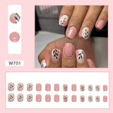 Amfeov Christmas manicure    Fall nails back to school W681-W720 24pcs/Box High Appearance Fake Nails Detachable and Wearable Equipped with Glue