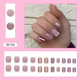 Amfeov Christmas manicure    Fall nails back to school W681-W720 24pcs/Box High Appearance Fake Nails Detachable and Wearable Equipped with Glue