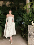 Amfeov Summer Women Fashion Elegant Evening Party White Dress Female Fashion Prom Wedding Clothing Vestidos Robe