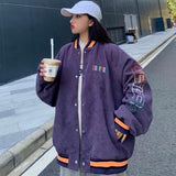 Amfeov Black Friday Sales Corduroy Jacket Jacket Women 2024 Spring And Autumn New Loose BF Tooling Jacket Baseball Uniform Y2K Oversized Casual Top Women